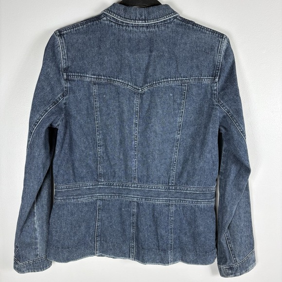 Ralph Lauren Women's Medium Blue Full Zip 100% Cotton Dark Wash Denim Jacket - Picture 3 of 5